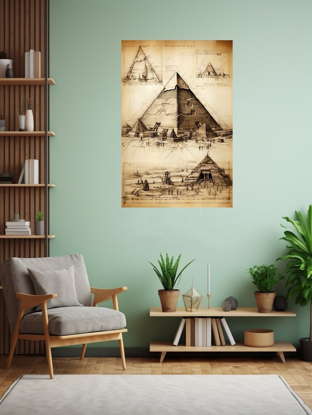 Pyramids of Giza Blueprint Poster - Etsy