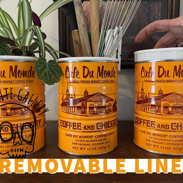 Café Du Monde Planter with Liner | Coffee and Chicory Can | French Market Coffee Stand | NOLA | New Orleans, Louisiana | Upcycled 3D Planter