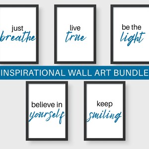 Pacote inspirador de arte para impressão, pôster de citações edificantes, motivação para casa, pôster motivacional para sala de aula, impressões positivas para download