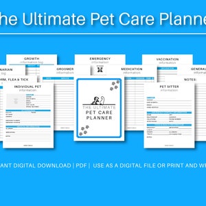 Printable Pet Planner, fillable Pet Planner, pet care planner, pet sitting forms, pet sitting, pet sitter notes, puppy organizer, pet care binder, cat care, kitten care, puppy care, dog planner, cat planner, pet care binder, veterinarian printable,