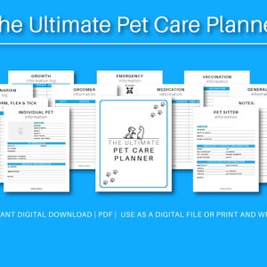 Printable Pet Planner, fillable Pet Planner, pet care planner, pet sitting forms, pet sitting, pet sitter notes, puppy organizer, pet care binder, cat care, kitten care, puppy care, dog planner, cat planner, pet care binder, veterinarian printable,