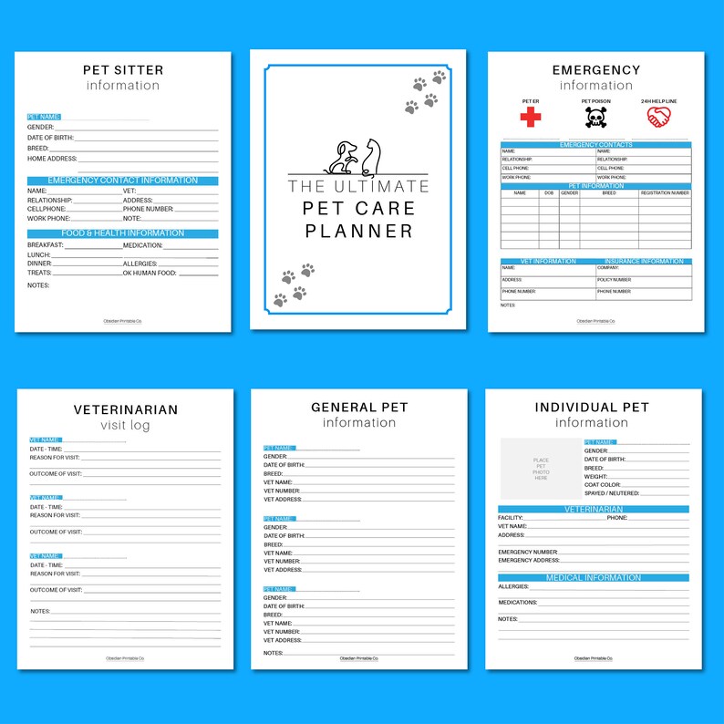 Printable Pet Planner, fillable Pet Planner, pet care planner, pet sitting forms, pet sitting, pet sitter notes, puppy organizer, pet care binder, cat care, kitten care, puppy care, dog planner, cat planner, pet care binder, veterinarian printable,