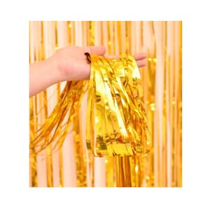 9 Ft long Set of Two Gold Foil Curtain Backdrop FC06