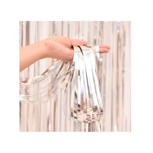 9 Ft long Set of Two Silver Foil Curtain Backdrop FC08