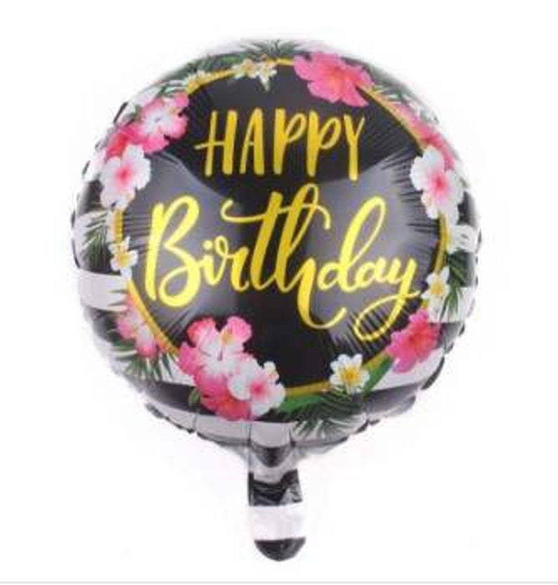 7 Pcs Happy Birthday Balloon Bouquet With Pink and Black Hearts BQ12 - Etsy