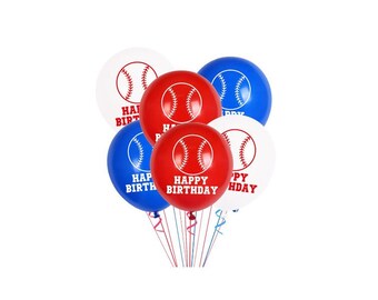 6 Pieces Assorted Set Happy Birthday Baseball Latex Balloons BQ53