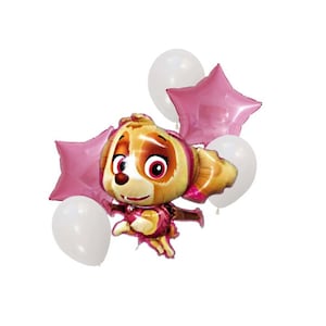 5 Pcs set with 34x31 inch Pink Dog Balloon Bouquet BQ47