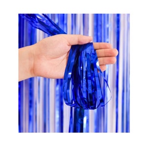 9 Ft long Set of Two Royal Blue Foil Curtain Backdrop FC07