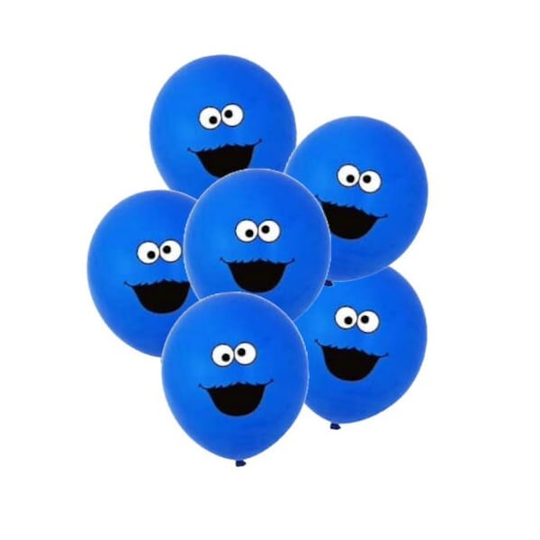 6 Piece Set of your kids favorite blue monster 12" Latex Balloons