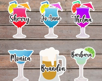 Personalized Alcoholic Beverage Cruise Door Decoration Magnet | Personalized Cocktail & Beer Cruise Cabin Magnet | Tropical Drink Magnet