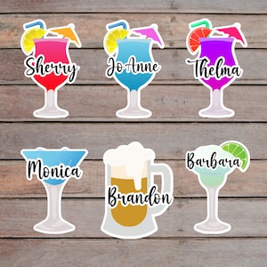 Personalized Alcoholic Beverage Cruise Door Decoration Magnet | Personalized Cocktail & Beer Cruise Cabin Magnet | Tropical Drink Magnet