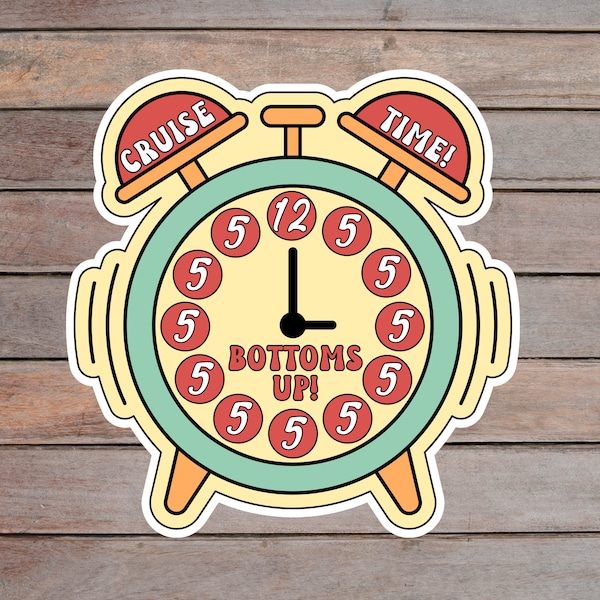 Retro 5 O Clock Somewhere Cruise Door Magnet | Cruise Time Means That It Is Always Time For Drinking Alcohol | Funny Cruise Door Decoration