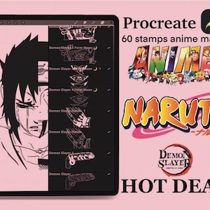 Anime Manga Procreate Brush Stamps: 60+ Digital Art Brushes (.brushset File)