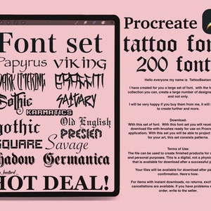 200 Fonts from tattoo and digital artist Procreate
