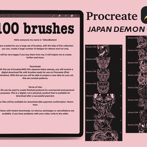 100-marcowe pędzle Procreate Japan Demon ONI YOKAI