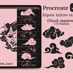 Tampons de tatouage nuage japonais pour procréer (110 tampons) (téléchargement numérique)
