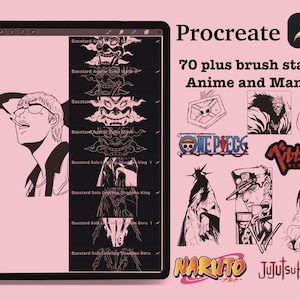 70 + brush stamp Anime and Manga from tattoo and digital artist Procreate program