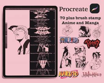 70 plus brush stamp Anime and Manga from tattoo and digital artist Procreate program Digital Artist Brushset (Digital Download)