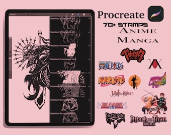 Más de 70 pinceles estampan anime y manga para Procreate