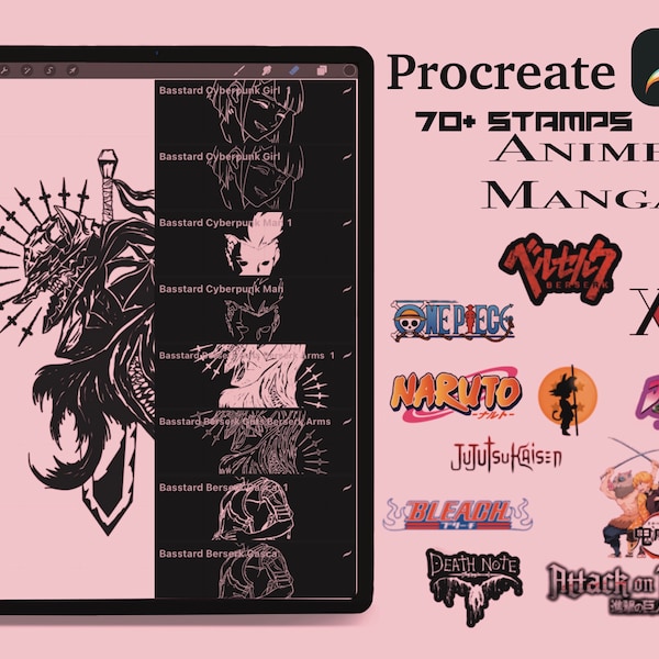 70+ anime brushes stamps from tattoos artis Procreate