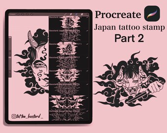 Japanese Demon Tattoo Brush Stamp Set for Procreate, Pt. 2 (Digital Download)
