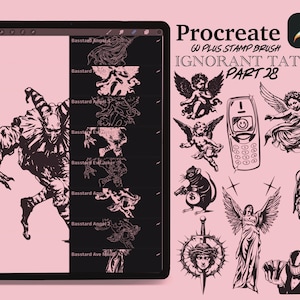 Set de pinceles para tatuajes Ignorant Tattoo Procreate: más de 60 pinceles Flash Stamp para diseño y bocetos de tatuajes
