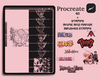 60 plus brush stamp anime and manga from Procreate Digital Artist Brushset (Digital Download)