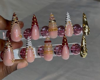 French Tip Press on Nails, Bangle Custom Fall Nail Set