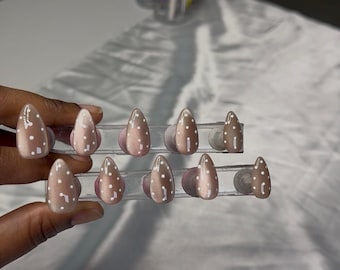 Hailey Bieber inspired Press on Nails Cat Eye Polka Dots