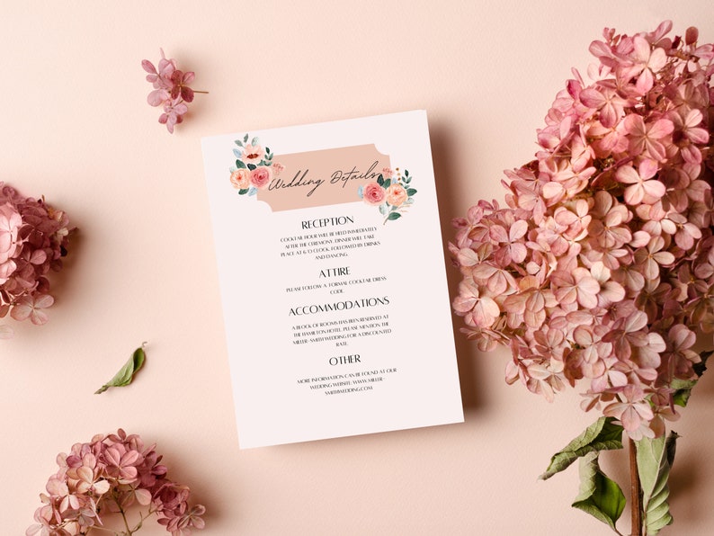 Pink Floral Wedding Invitation Template Bundle image 6