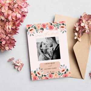 Pink Floral Save the Date Template
