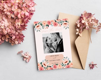 Pink Floral Save the Date Template