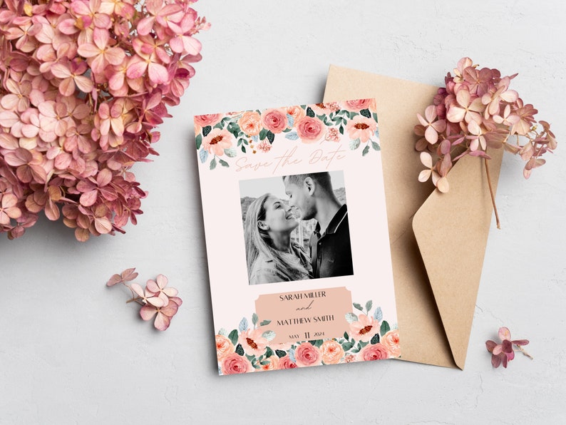 Pink Floral Wedding Invitation Template Bundle image 3