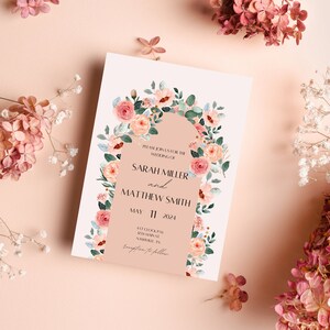 Pink Floral Wedding Invitation Template Bundle image 2