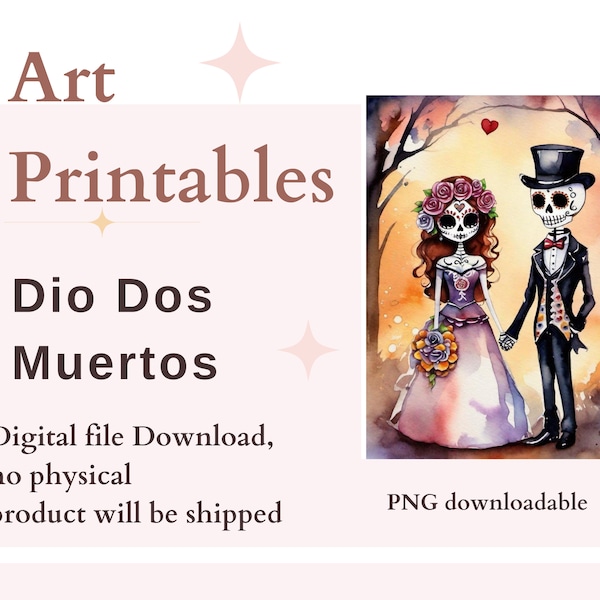 Celebrating Life and Love: A Dia de los Muertos Couple's Art Print