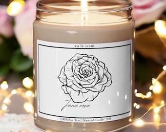 JUNI ROSE Geburtsmonat Blumenkerze Geburtstagsgeschenk für sie Geburtstagskerze JUNI ROSE Geburtsmonat Kerze Juni