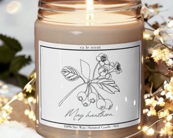 MAY HAWTHORN birth month flower candle birthday gift for her May flower birth month gift for him hawthorn May birth month candle