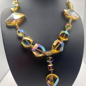 Pendant Necklace , One-of-a-kind, handmade with Antique Swarovski Crystals and a large lobster clasp adjustable closure.  16-22&quot;