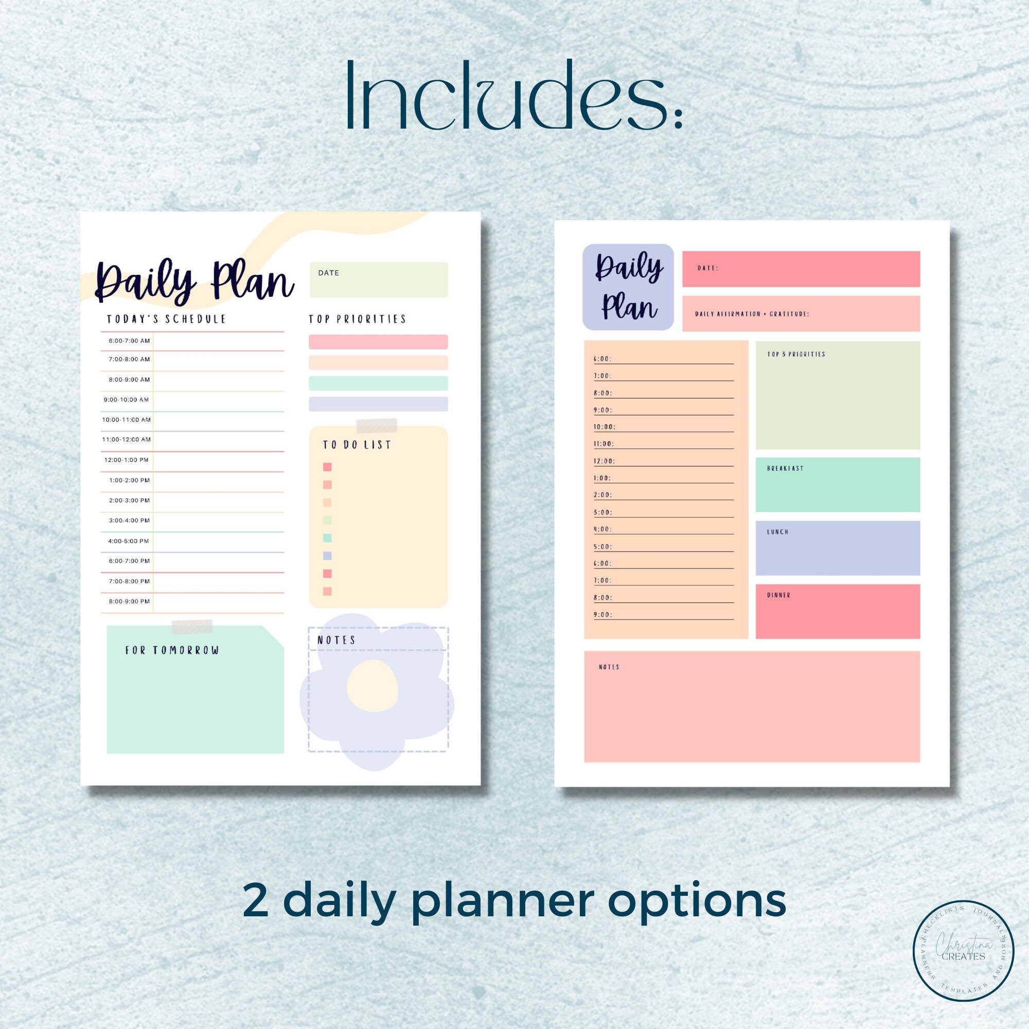 Pastel Planner Pages Digital, Cute One Page Schedule, Daily Weekly ...