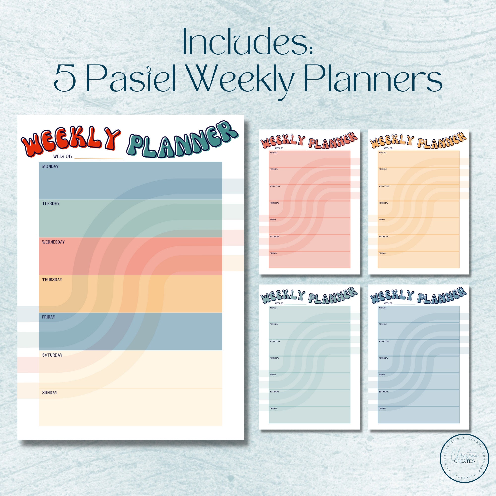 Retro Planner Pack Digital, Cute One Page Schedule, Daily Weekly Monthly Calendar Printable, A4 ...