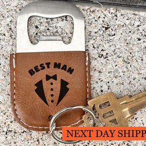 Personalized Leather Keychain Bottle Opener: Custom Engraved Gift