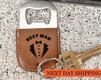 Personalized Leather Keychain Bottle Opener: Custom Engraved Gift
