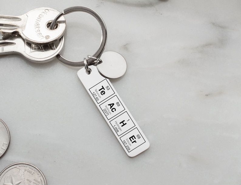 Custom Periodic Table Element Name Key Chain, Customized Name Keychain