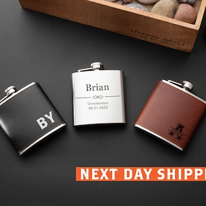 Personalized Groomsmen Flasks, Groomsman Gift, Flask for Groomsmen Custom Flask, Black Hip Flask, Groomsmen Gifts, Gifts for Wedding Party