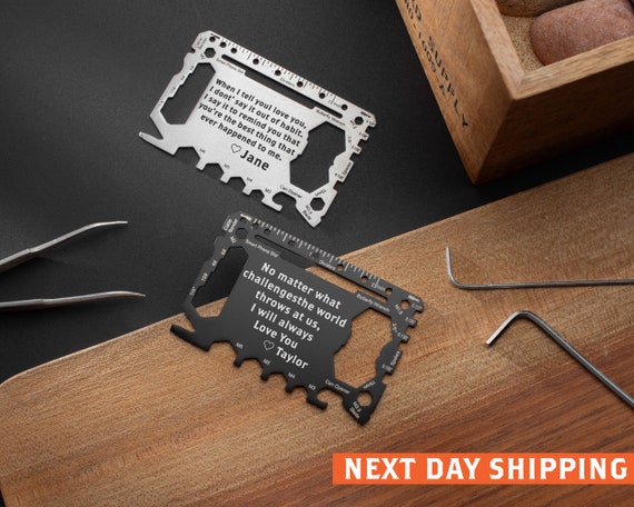 Laser Engraved Personalized Wallet Card: Stainless Steel Message Card
