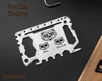 Personalized Papa Bear Multi-Tool Card, Personalized Wallet Tool, Father’s Day Gift, Next-Day Shipping, Practical Dad Gift