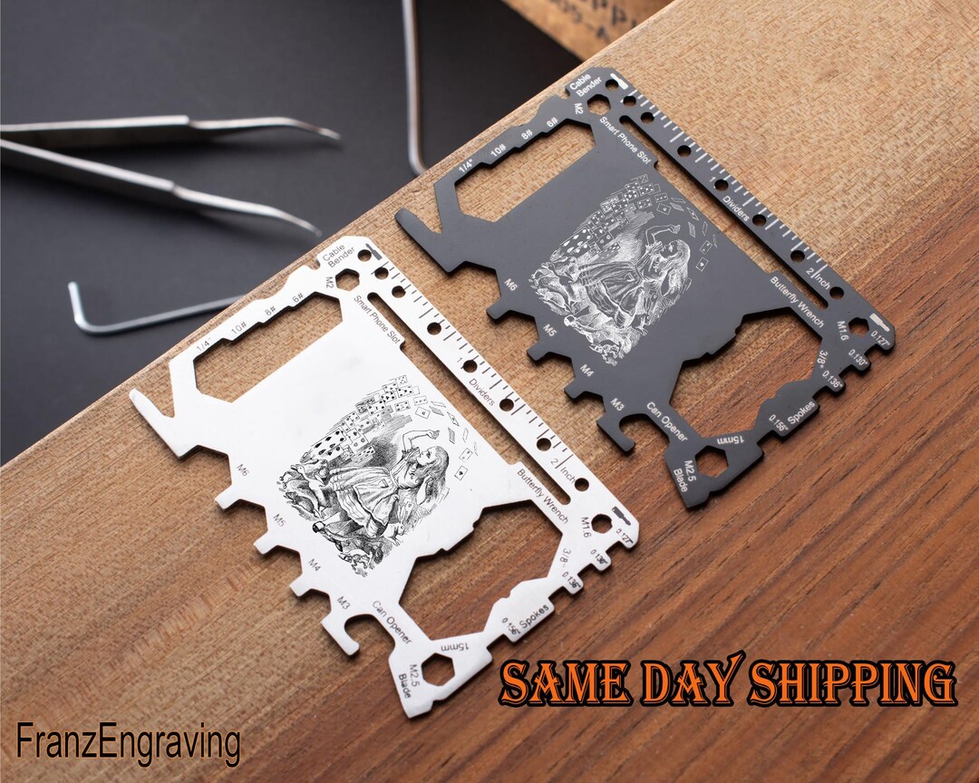 Alice in Wonderland Multi Tool Card: Laser Engraved Stainless Steel ...
