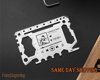 Personalized Song Engraved Multi Tool Card: Stainless Steel Wallet Tool