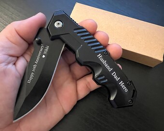 Couteau de poche gravé, cadeau homme personnalisé pour lui, cadeau fête des pères, cadeau personnalisé, couteaux faits main, cadeau petit ami pour homme, cadeau fête des pères