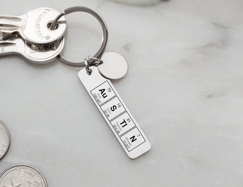 Custom Periodic Table Element Name Key Chain, Customized Name Keychain ...